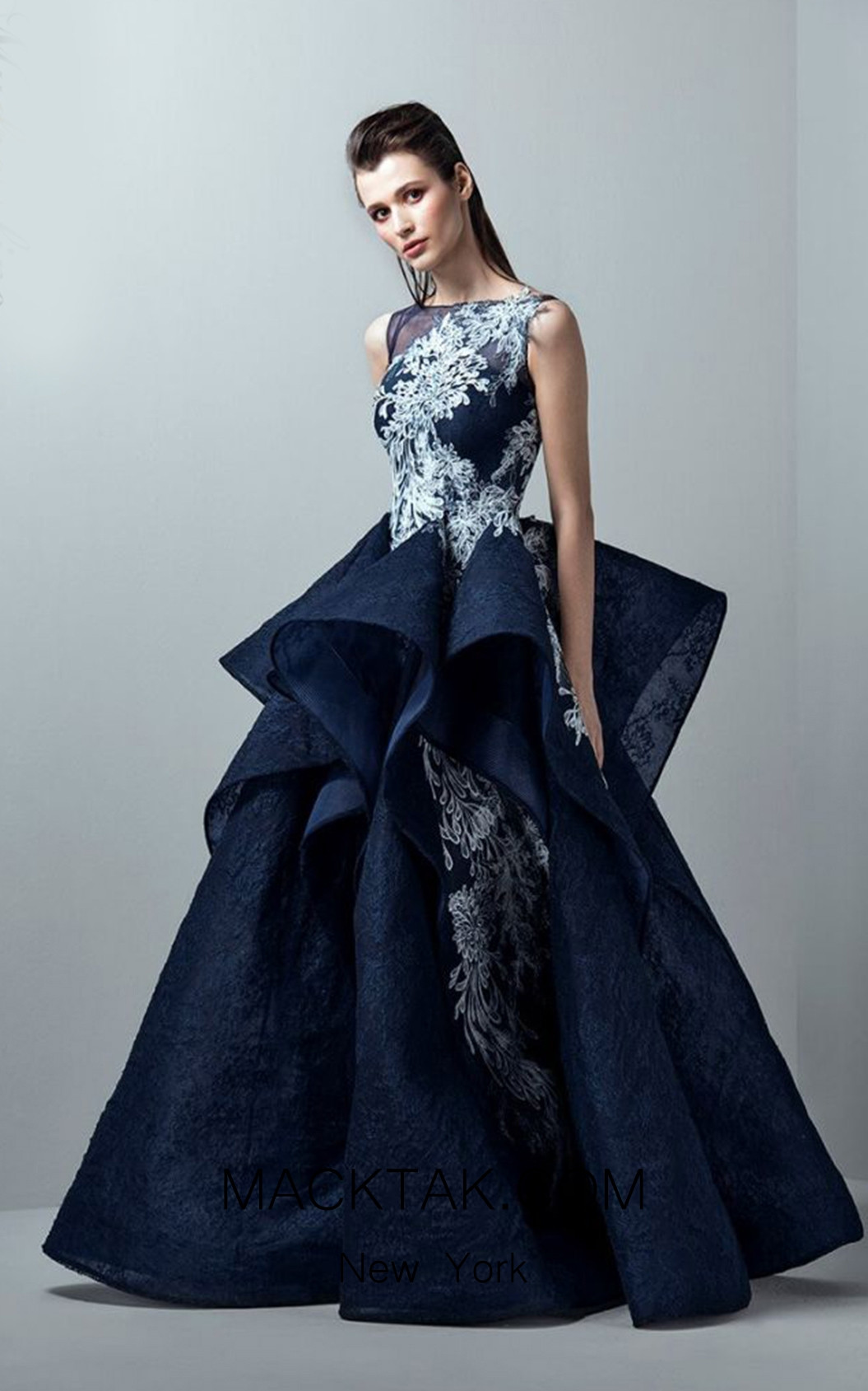 Saiid Kobeisy RE3390 Clematis Blue Front Evening Dress