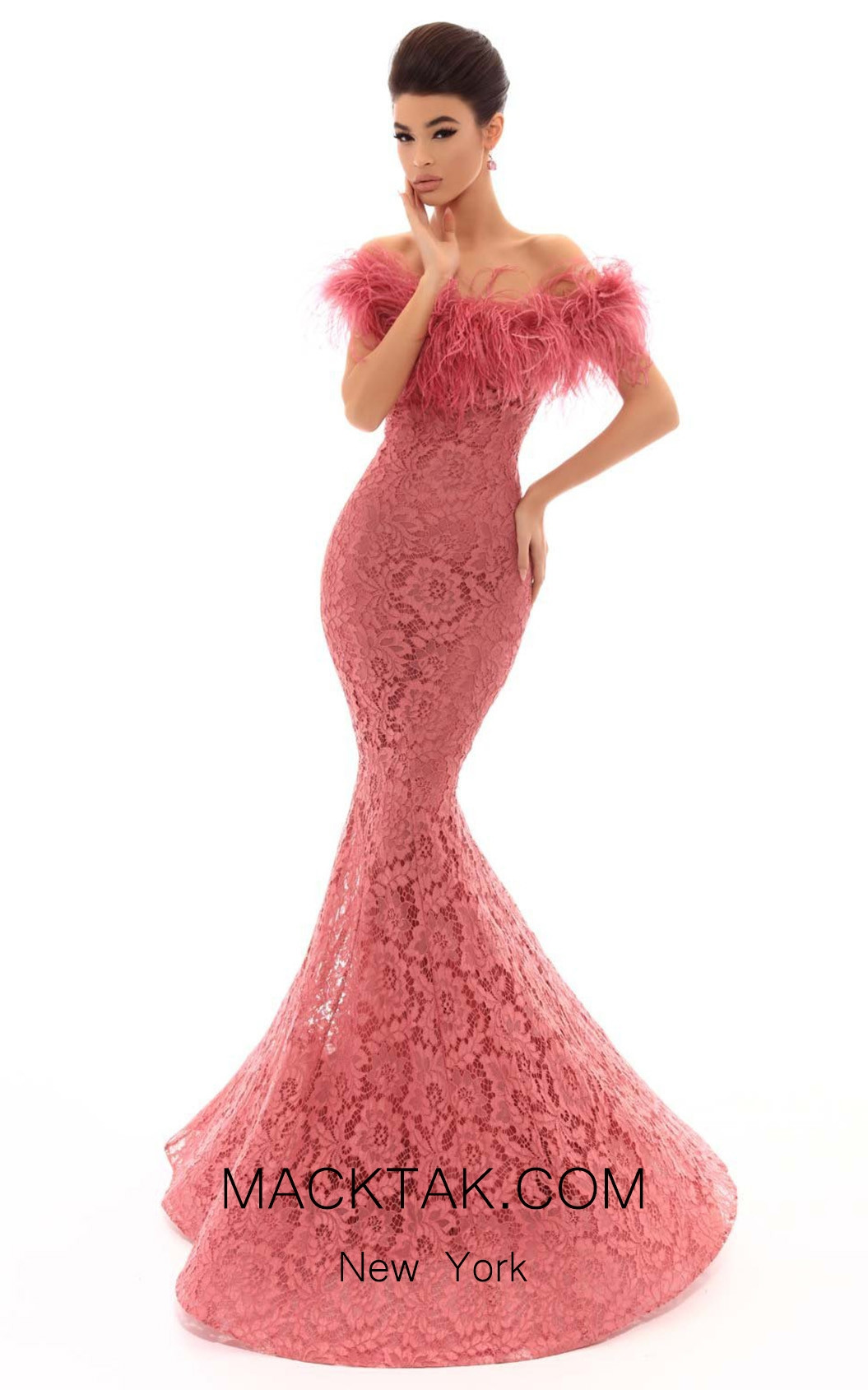 Tarik Ediz 93635 Dark Rose Front Dress