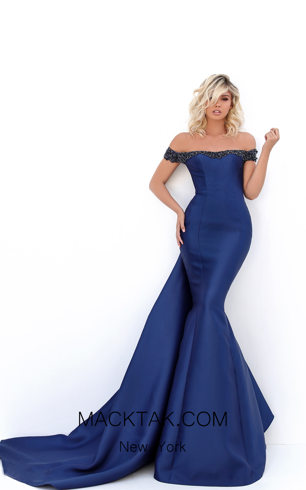 Tarik Ediz 50704 Navy Front Dress