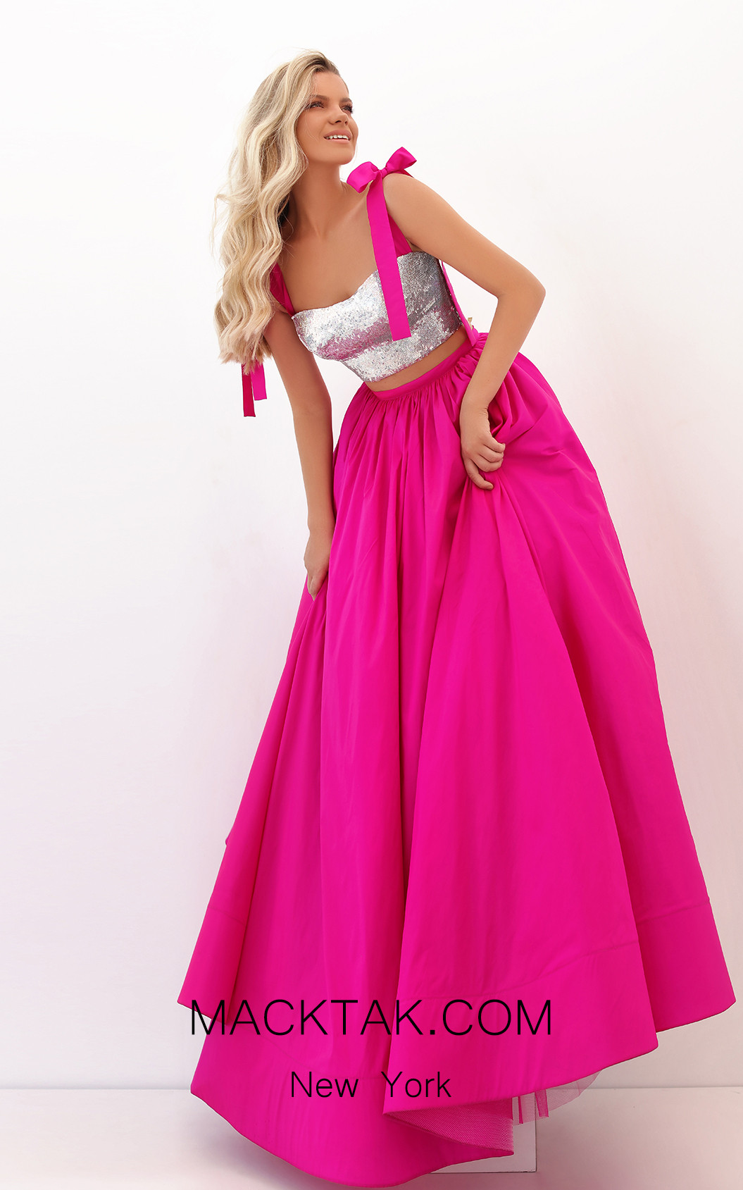 Tarik Ediz 50735 Fuchsia Front Dress
