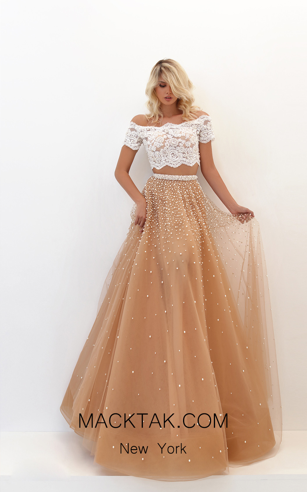 Tarik Ediz 50743 Gold Front Dress