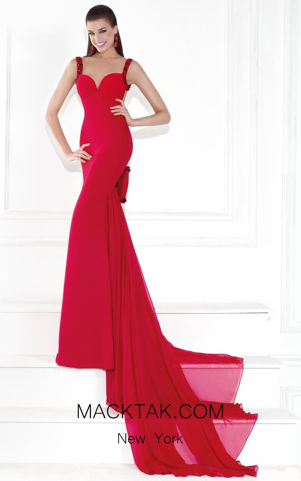 Tarik Ediz 92504 Front Red Dress