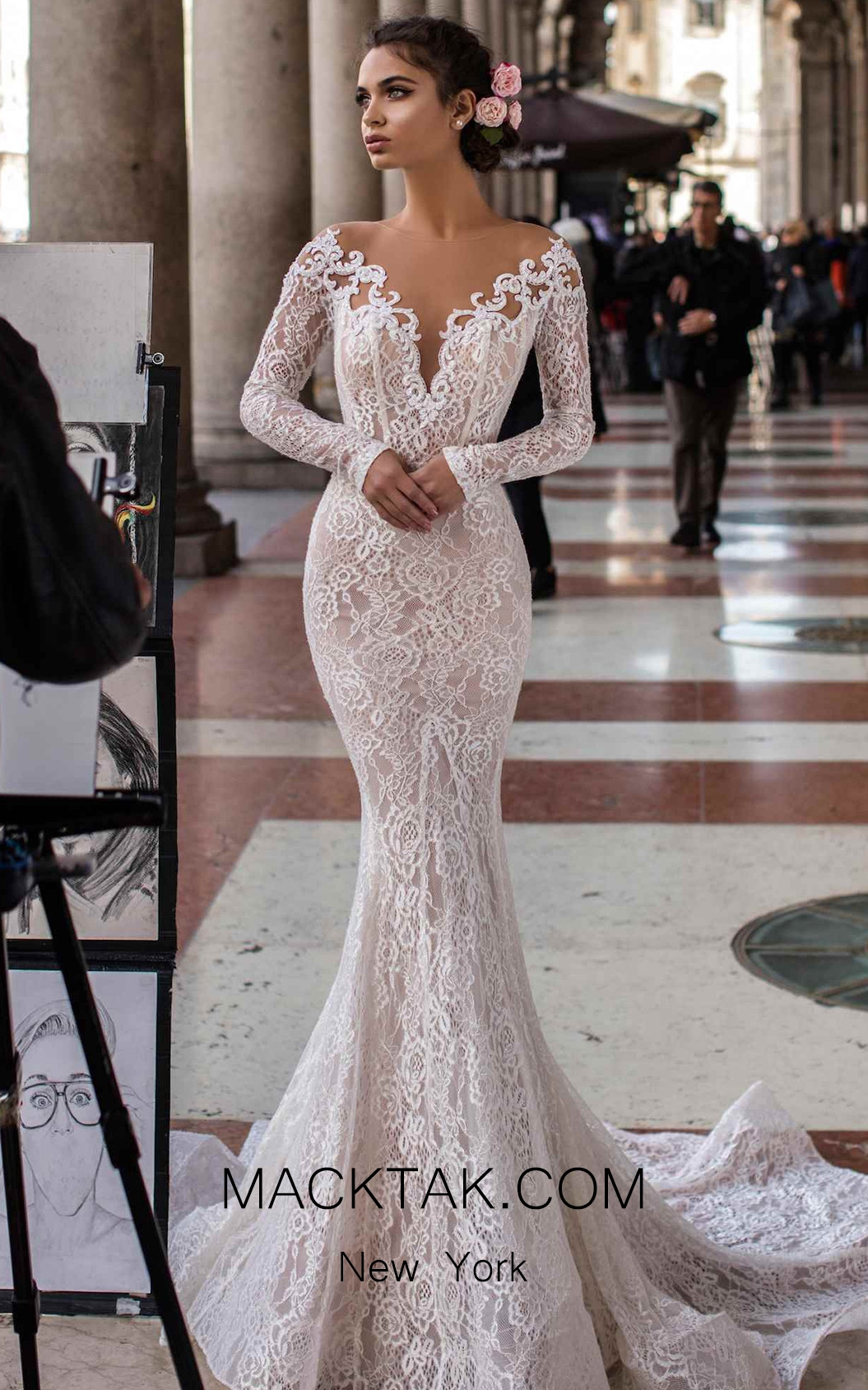 Tarik Ediz 93623 Ivory Front Dress