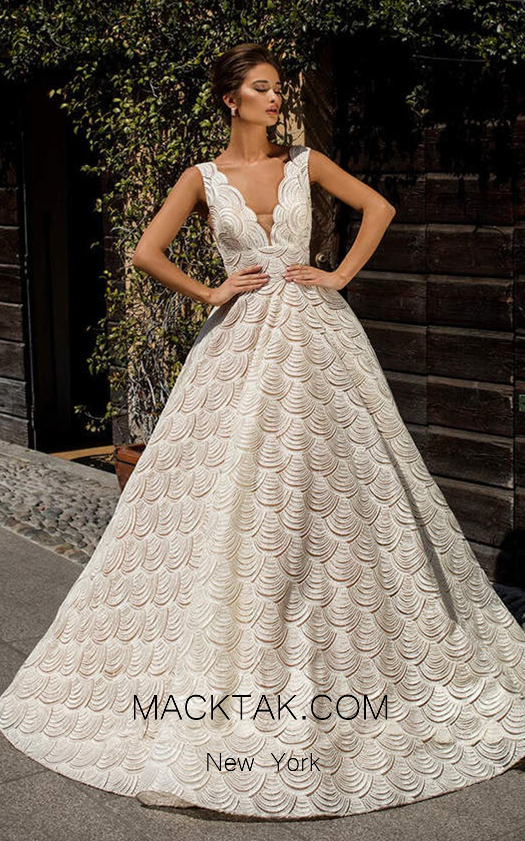 Tarik Ediz 93631 Ivory Front Dress