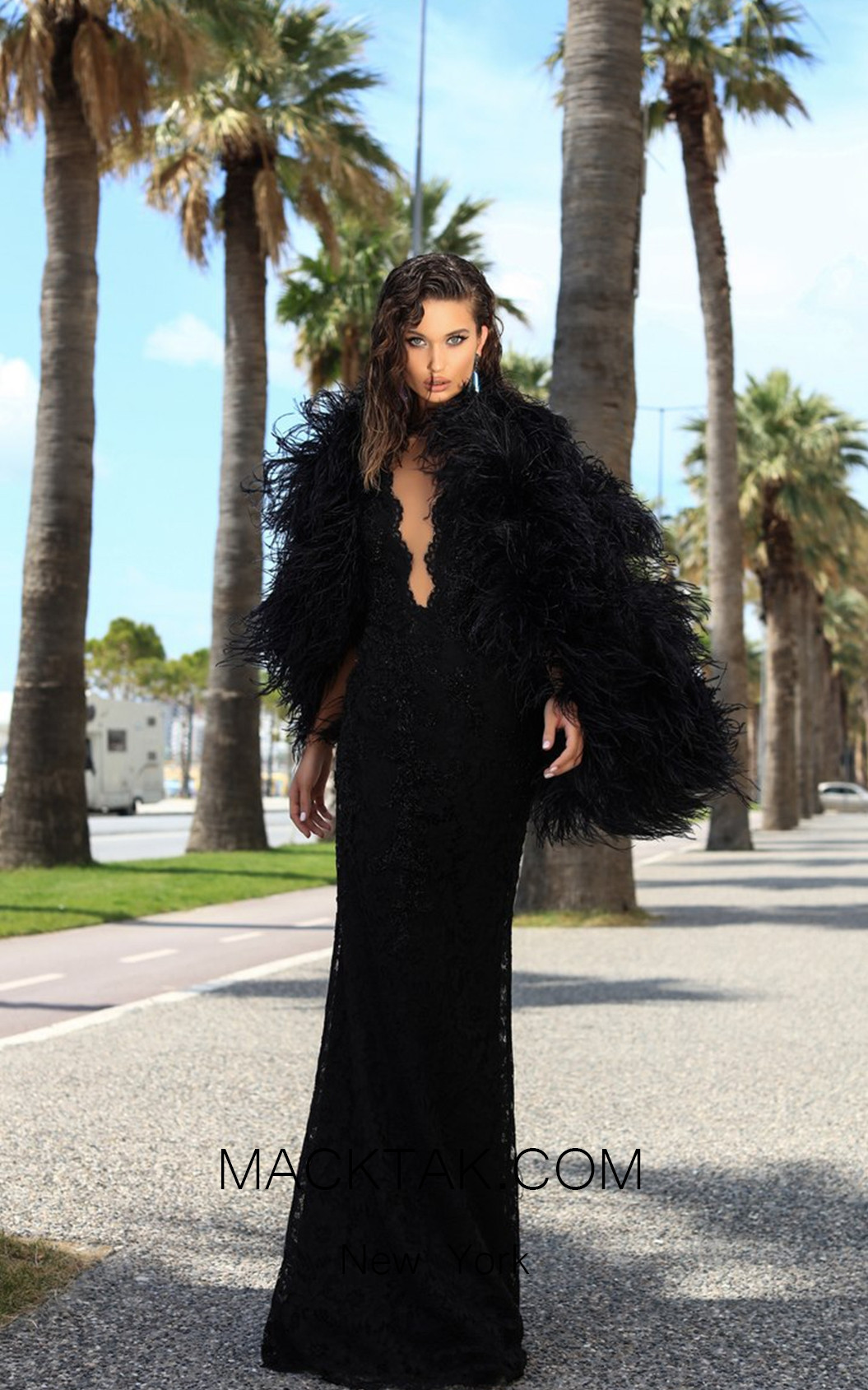 Tarik Ediz 93708 Black Front Dress