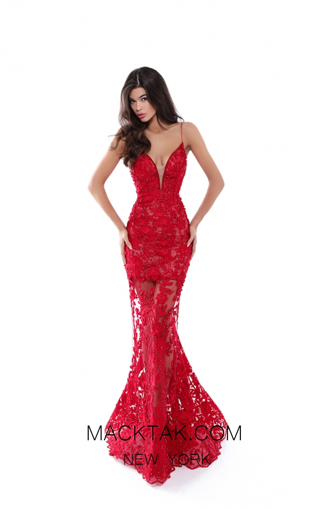 Tarik Ediz 50412 Red Front Prom Dress