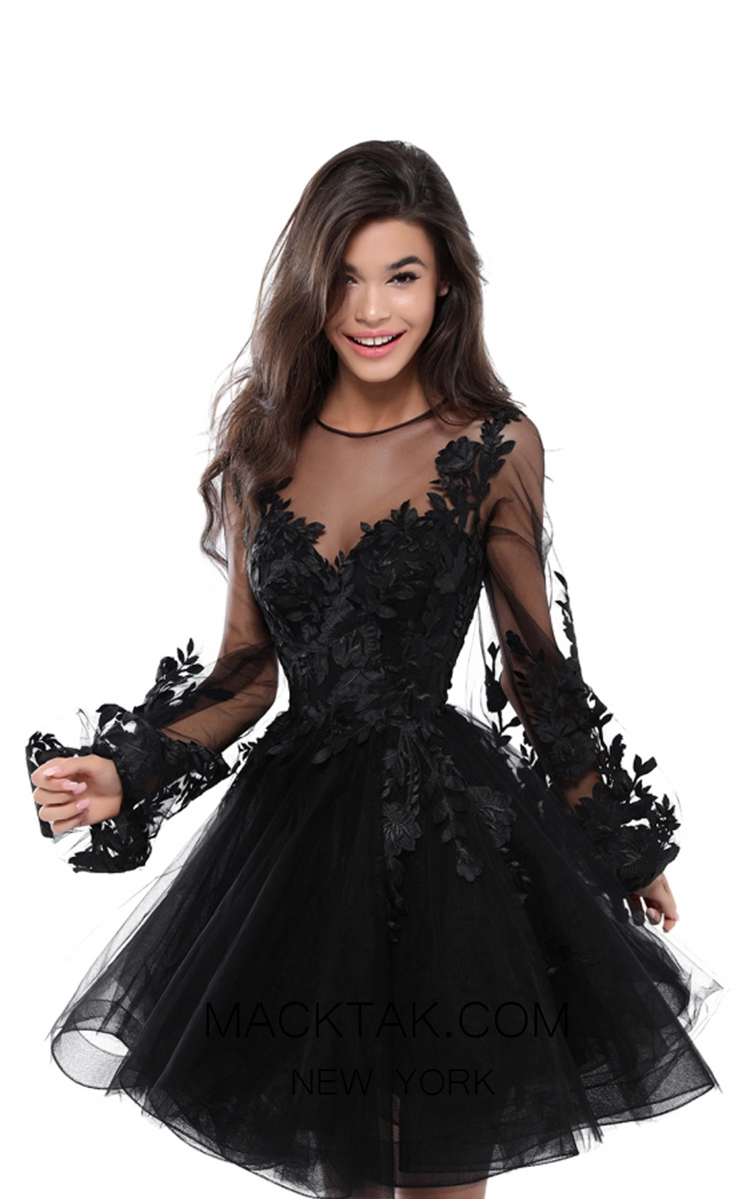 Tarik Ediz 50414 Black Front Prom Dress
