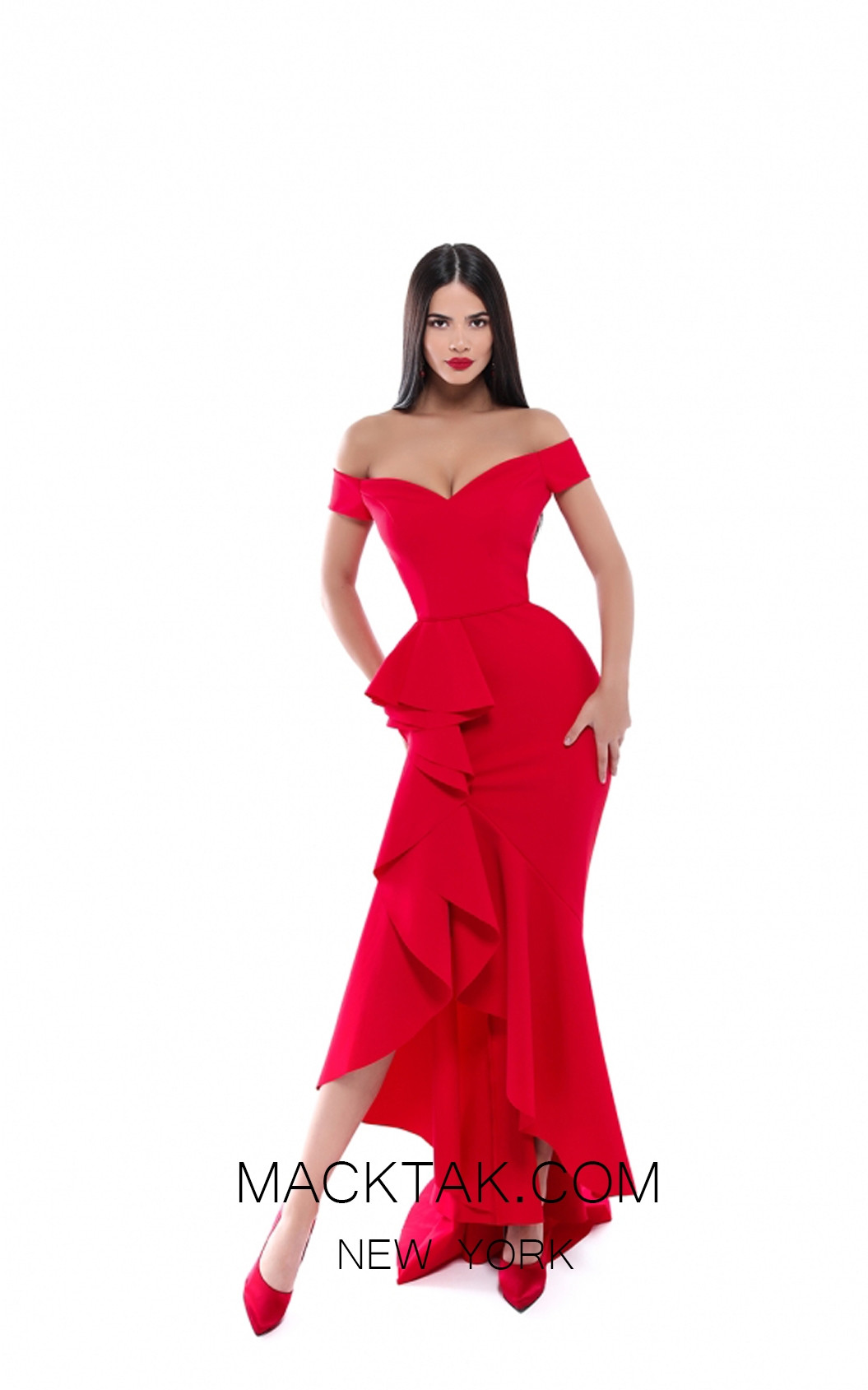 Tarik Ediz 50495 Red Front Prom Dress