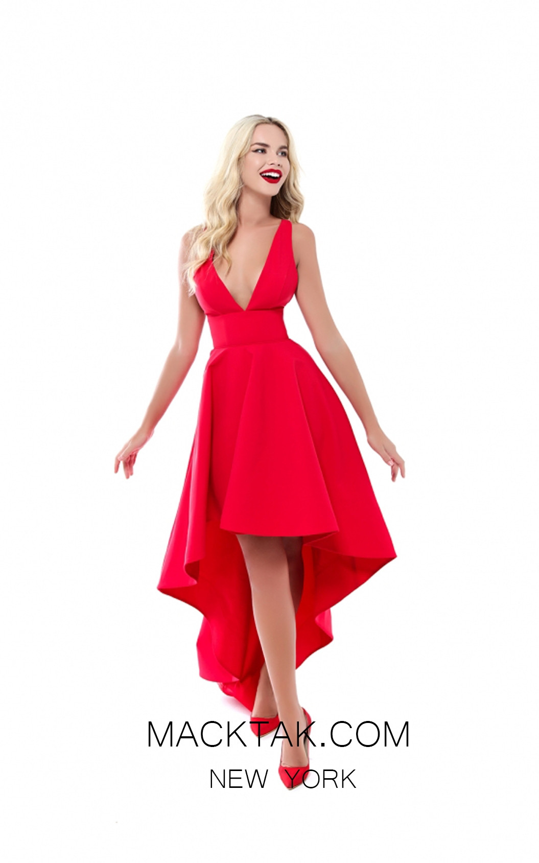 Tarik Ediz 50523 Red Front Prom Dress