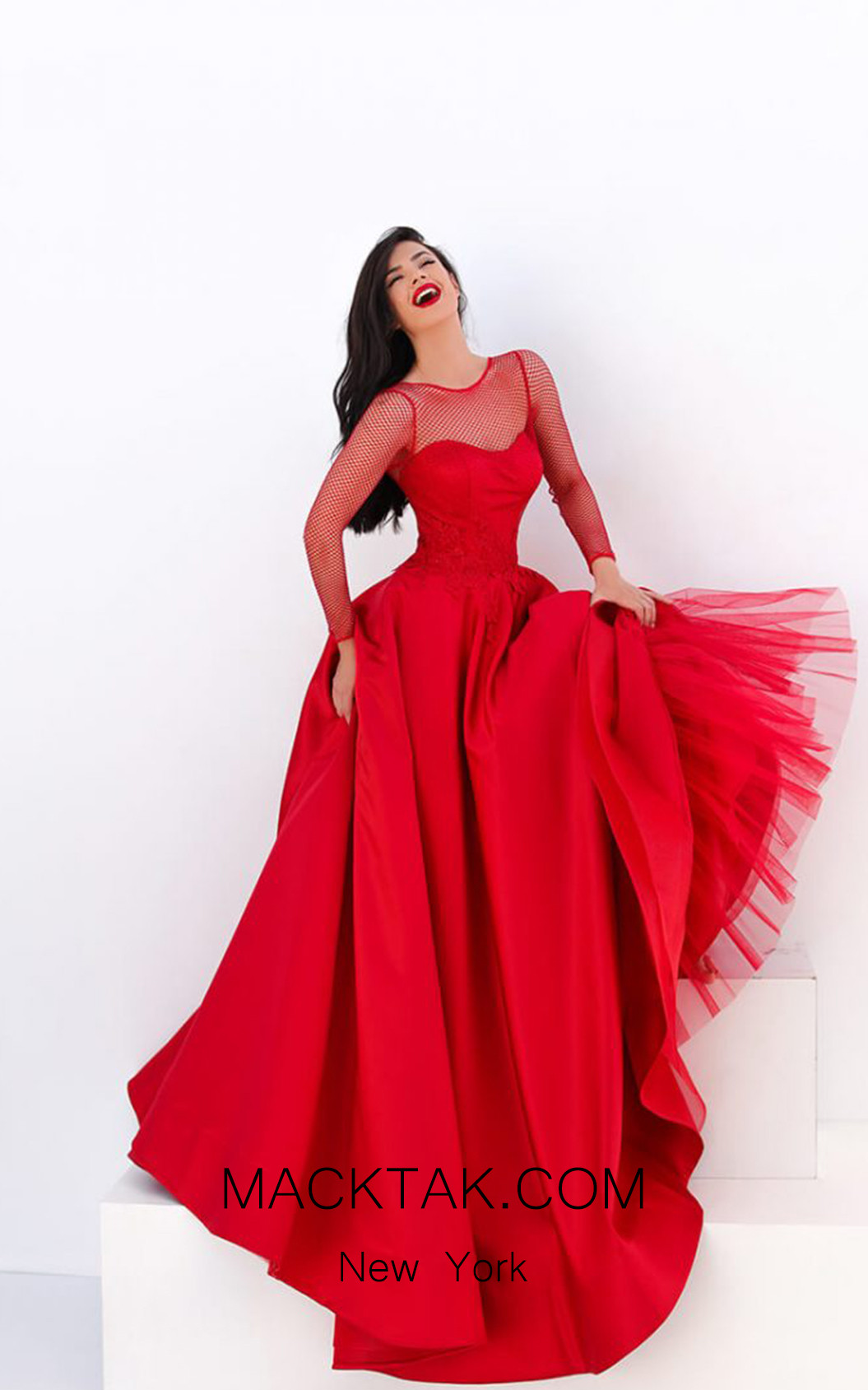 Tarik Ediz 50679 Red Front Dress