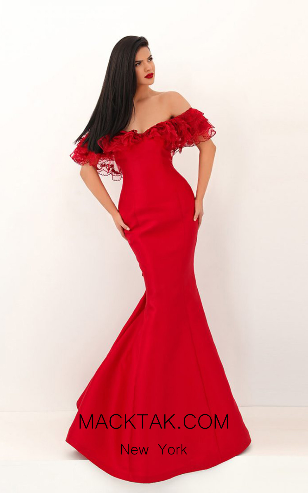 Tarik Ediz 50693 Red Front Dress