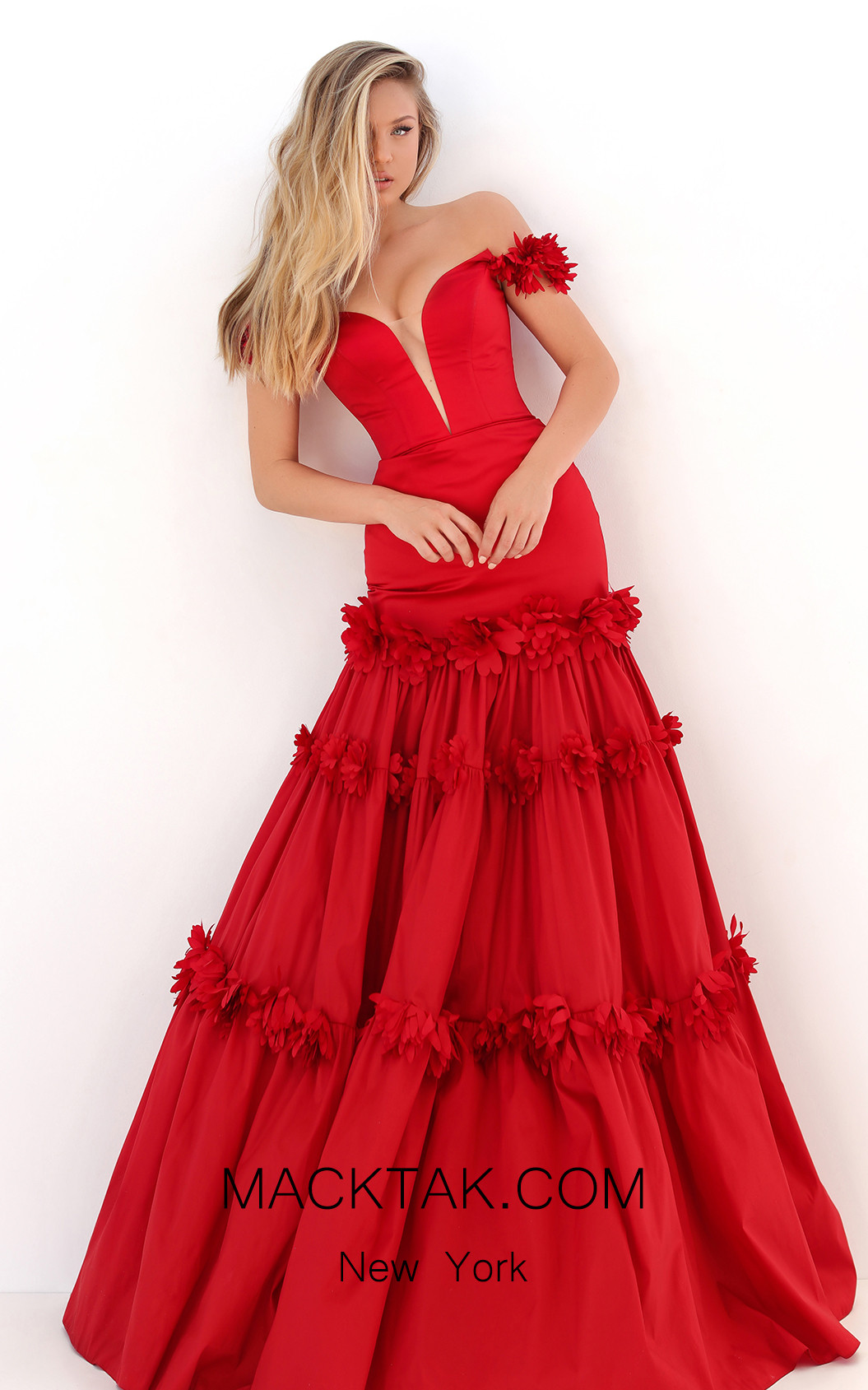 Tarik Ediz 50755 Red Front Dress