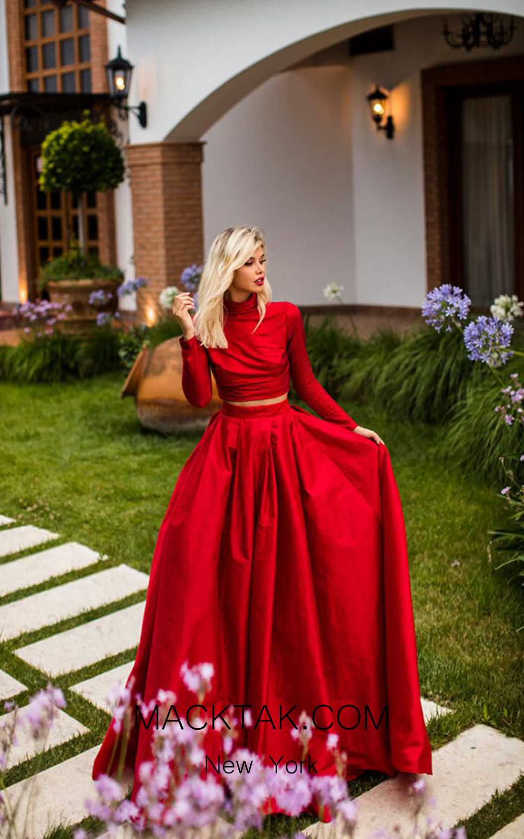 Tarik Ediz 50770 Red Front Dress
