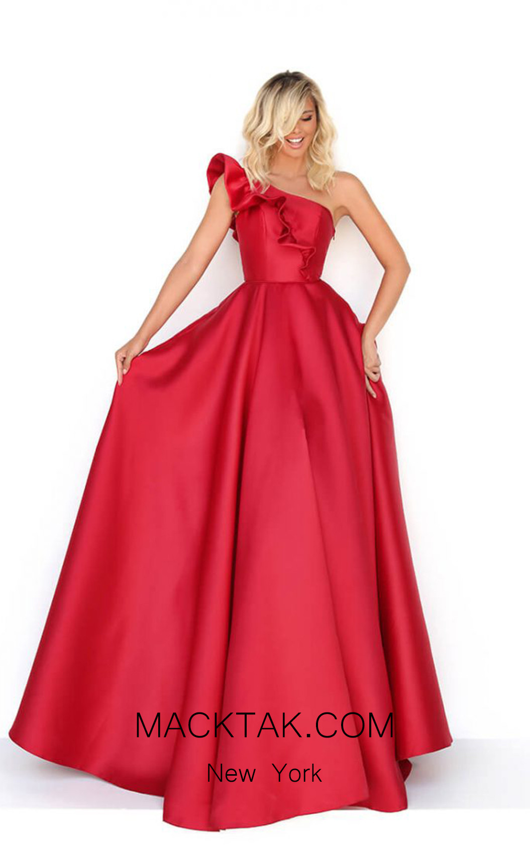 Tarik Ediz 50776 Red Front Dress