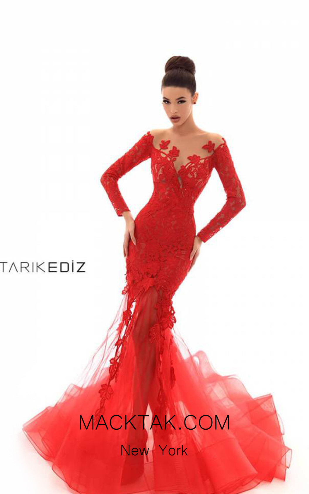 Tarik Ediz 93672 Red Front Dress