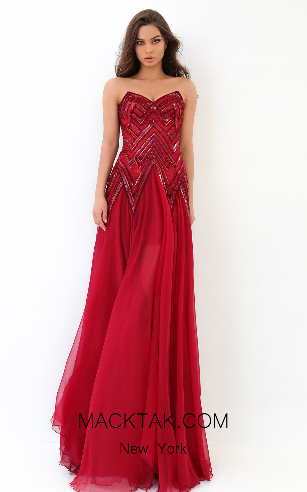 Tarik Ediz 93845 Red Front Dress