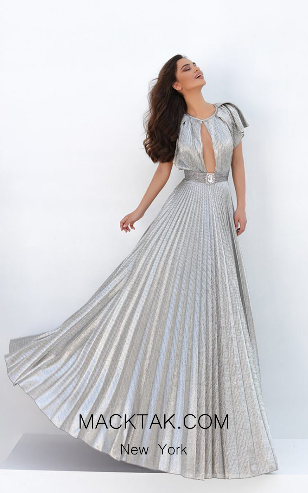 Tarik Ediz 93849 Gunmetal Front Dress