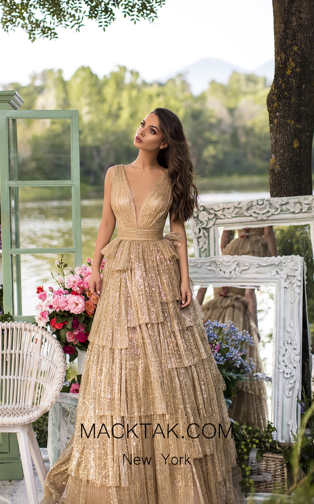 Tarik Ediz 93943 Gold Front Dress