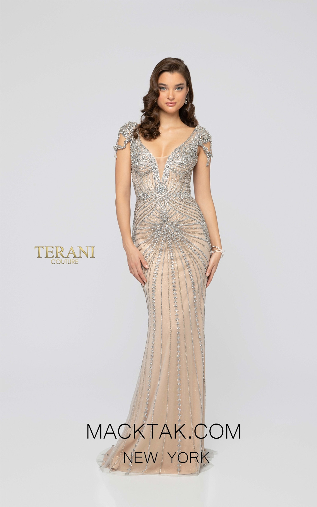 Terani 1911GL9498 Crystal Nude Front Pageant Dress