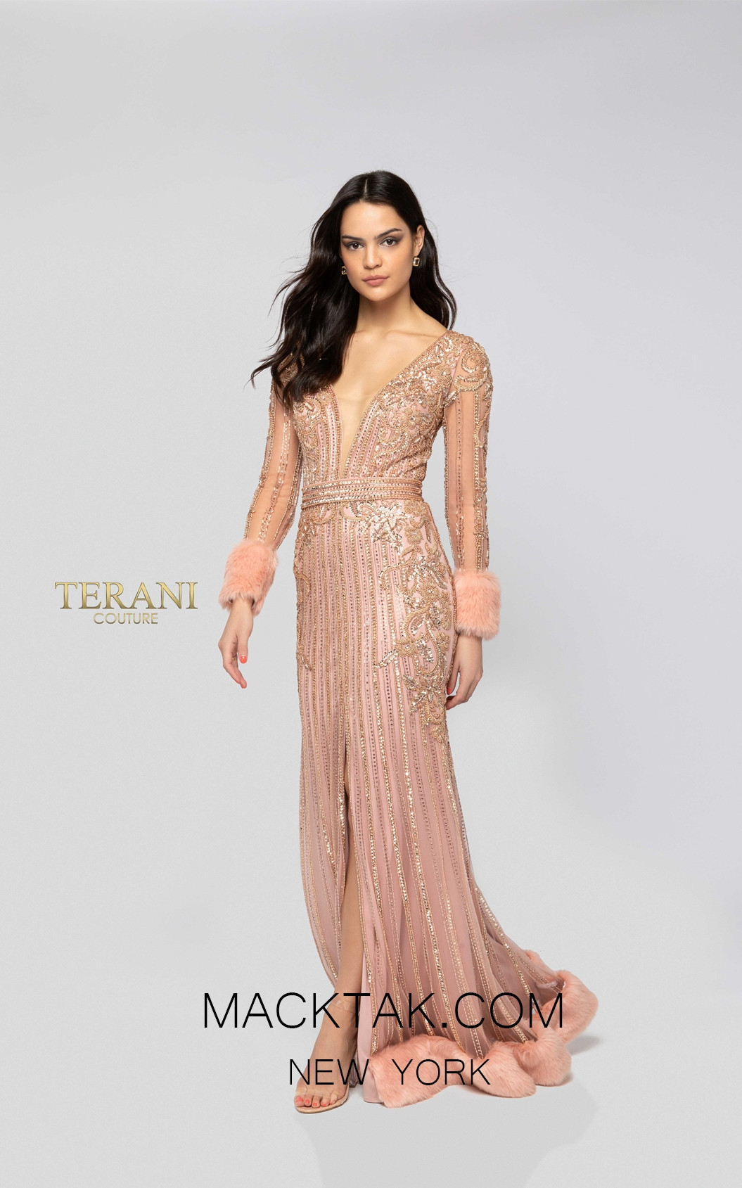 Terani 1911GL9499 Rose Gold Front Pageant Dress