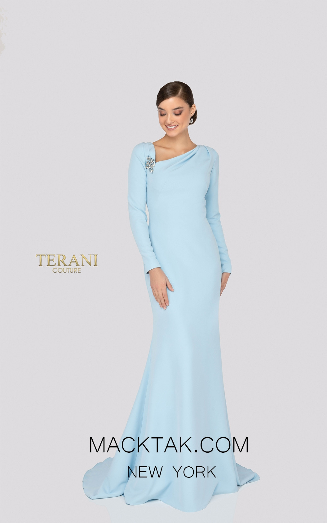 Terani 1911M9320 Mother of Bride Powder Blue Front Dress
