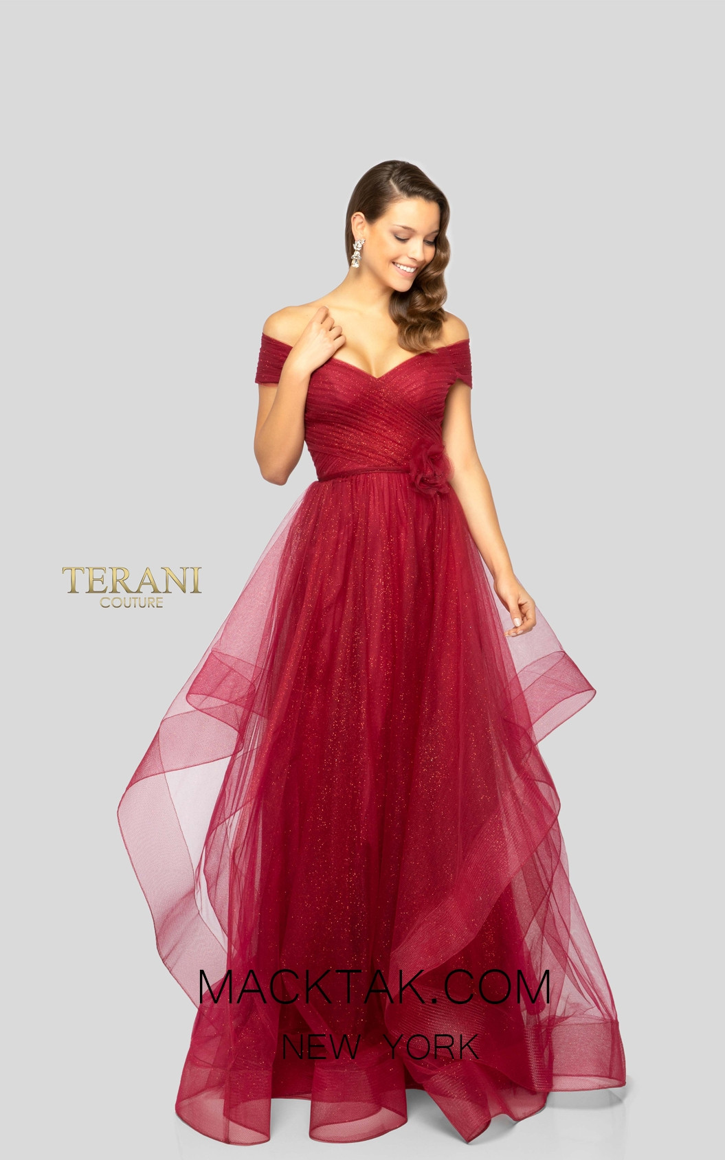 Terani 1911M9665 Ruby Front Mother of Bride Dress
