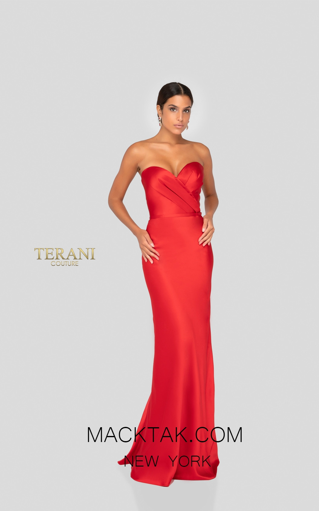 Terani 1912B9705 Bridesmaid Red Front Dress