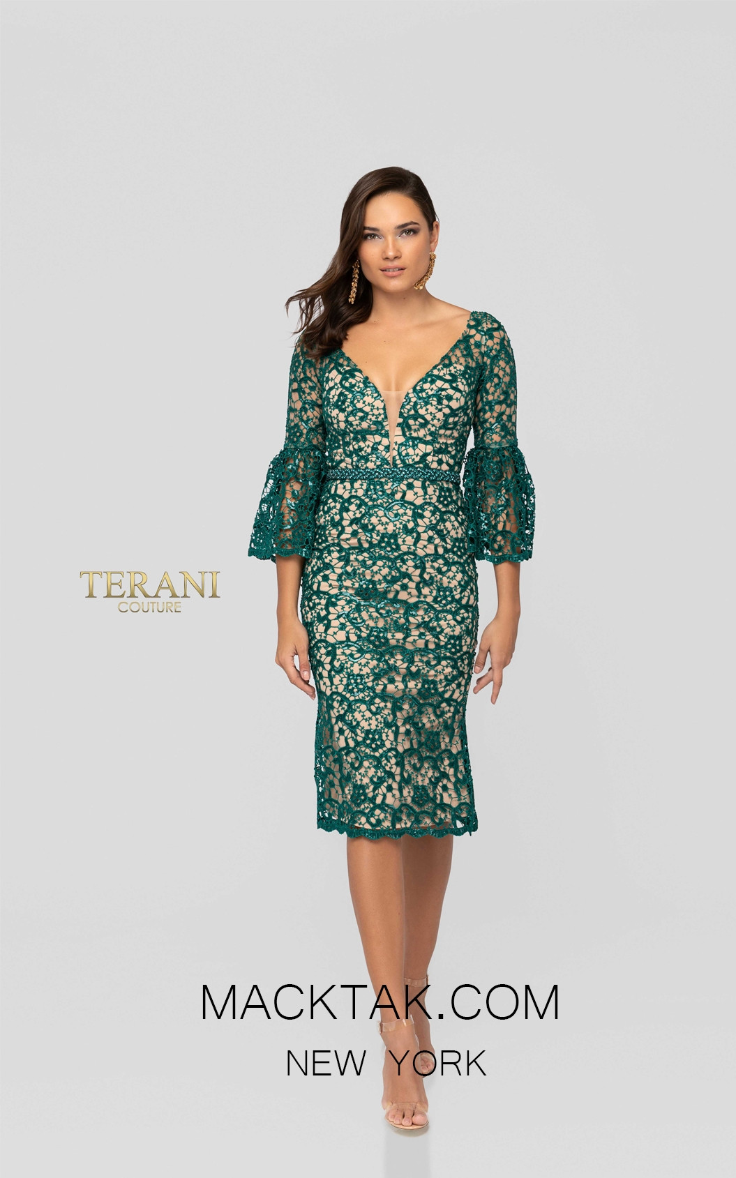 Terani 1912C9644 Emerald Front Cocktail Dress