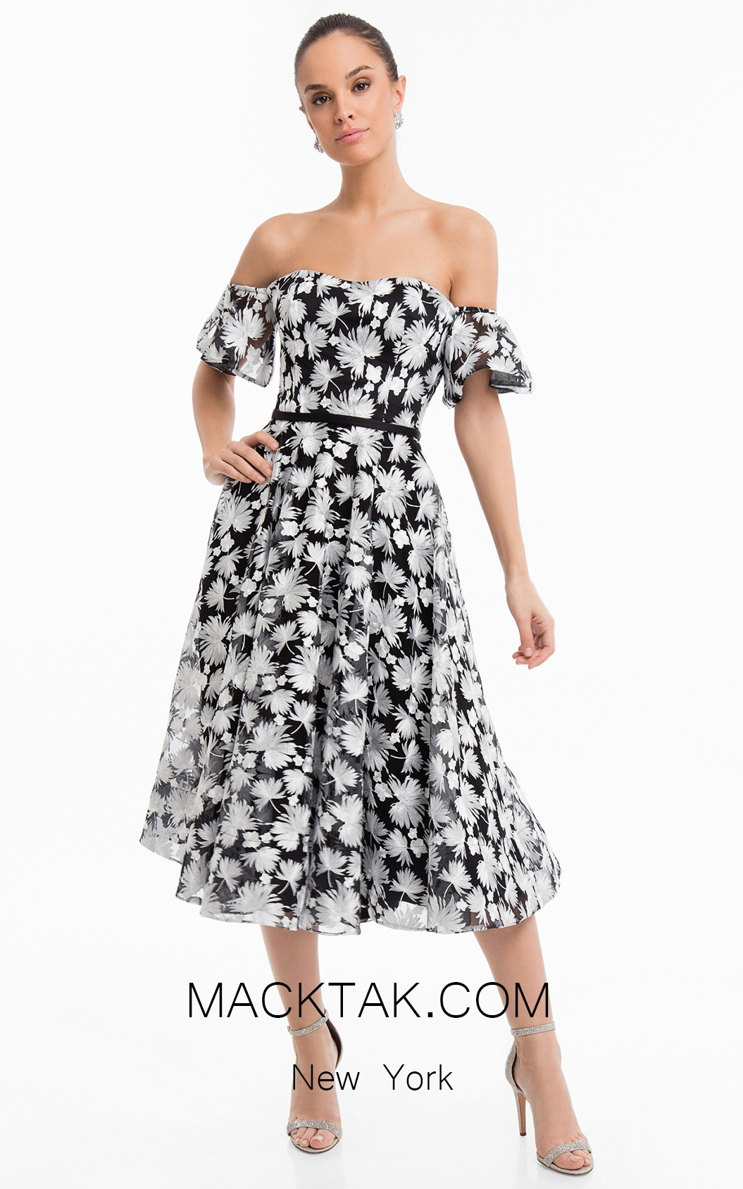 Terani 1822C7056 Black White Front Dress