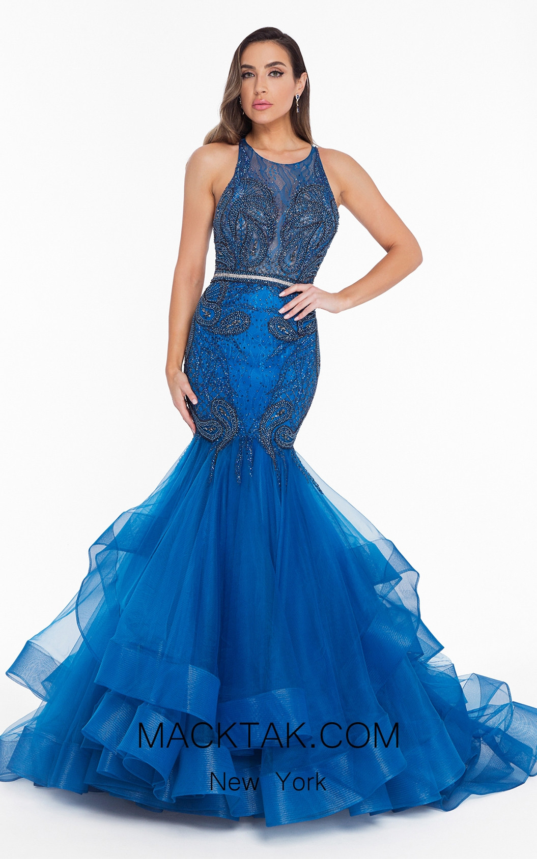 Terani 1822GL7515 Azure Front Evening Dress