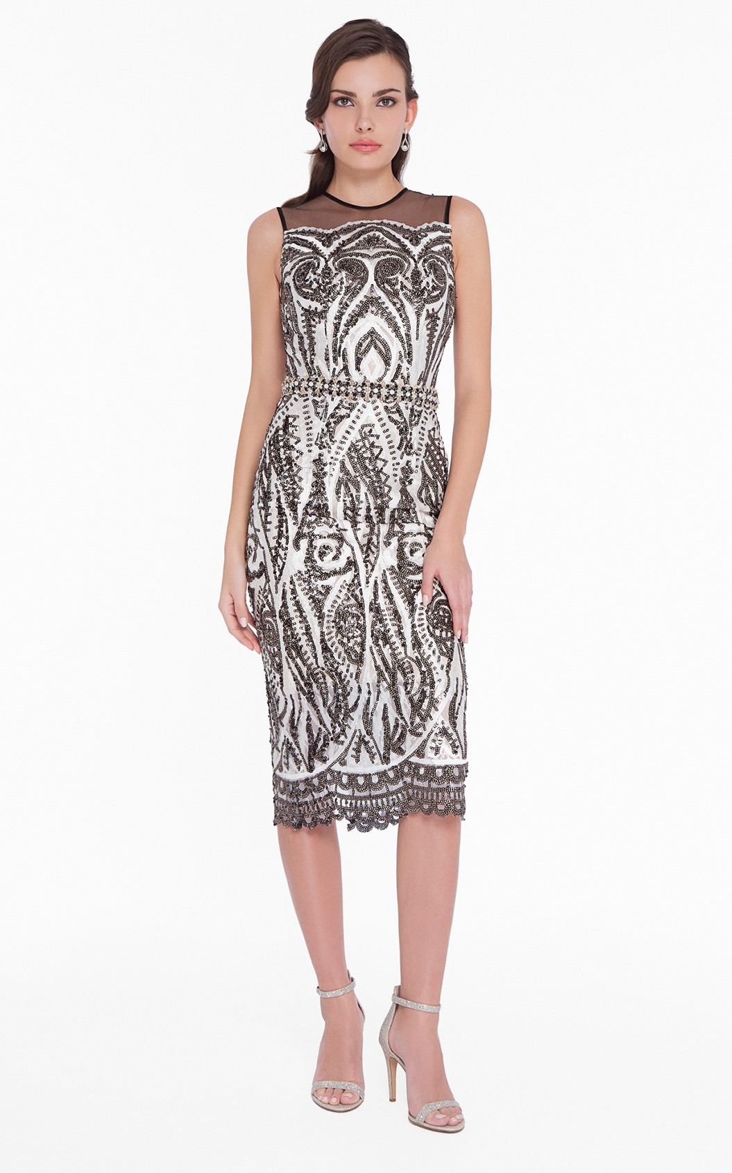 Terani 1823C7071 Ivory Black Front Evening Dress