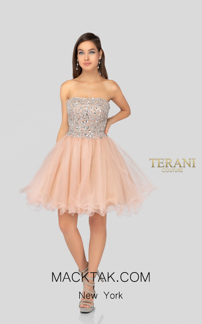 Terani Couture 1911P8016 Blush Nude Front Dress