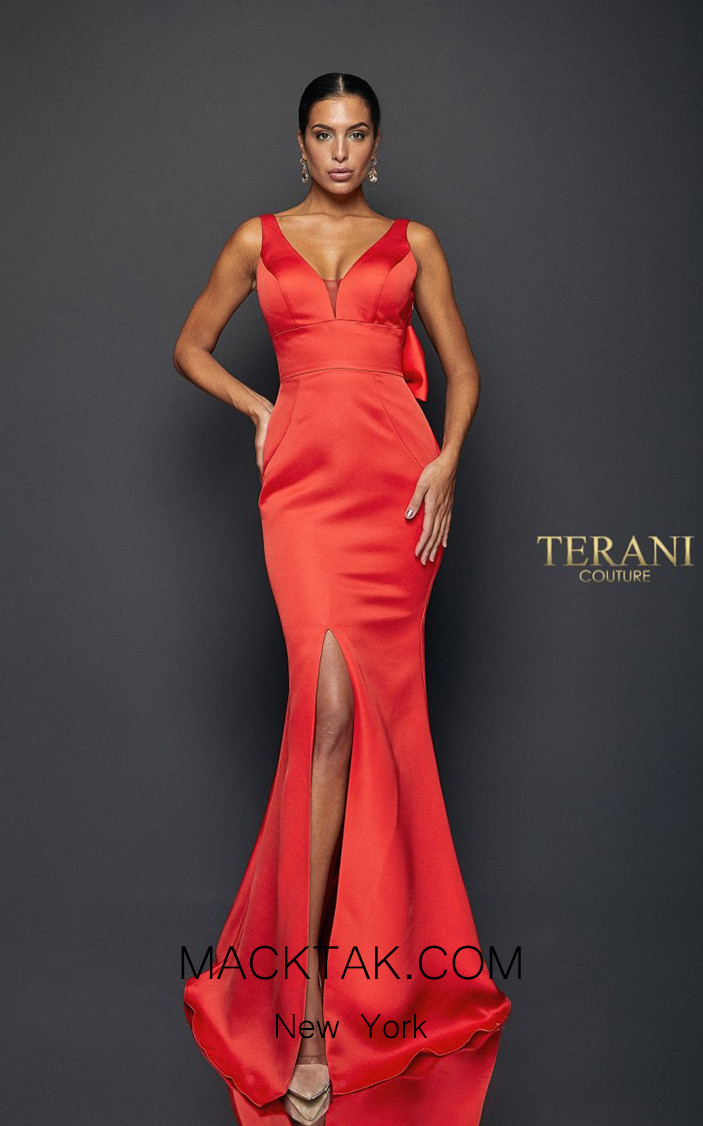 Terani Couture 1921E0100 Red Front Dress