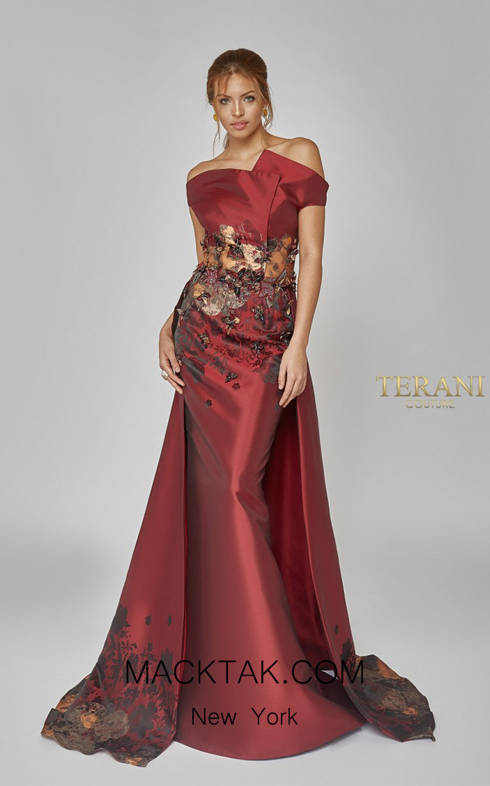 terani couture floral embroidered lace gown