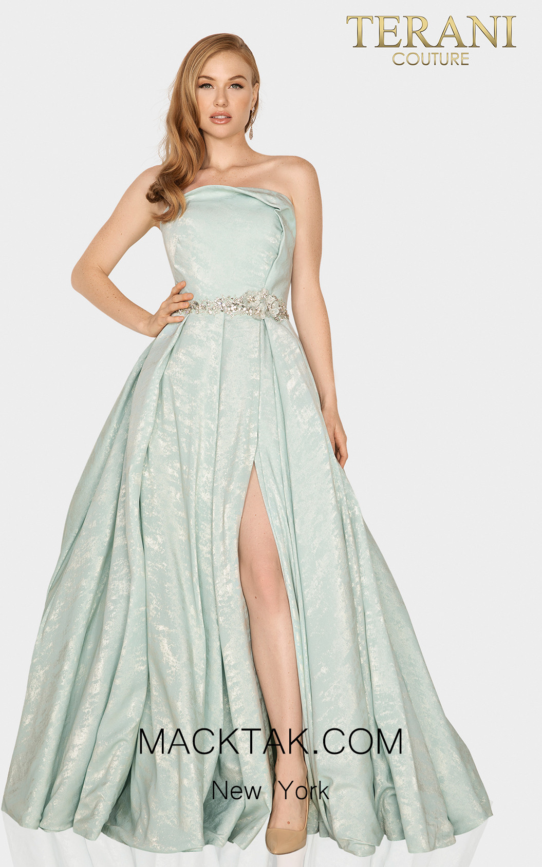 Terani 2011M2127 Seafoam Front Dress