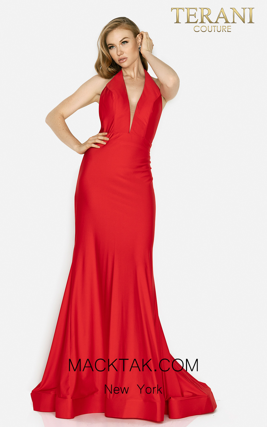 Terani 2011P1037 Red Front Dress