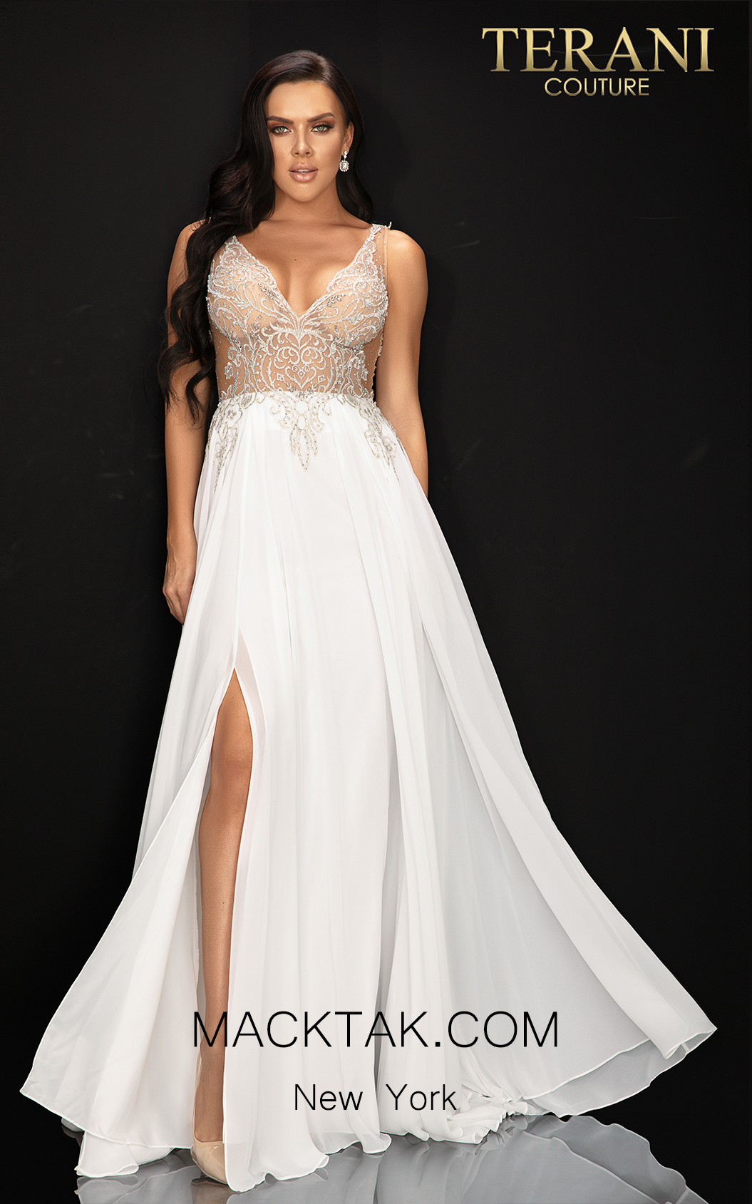 Terani 2011P1056 Ivory Front Dress