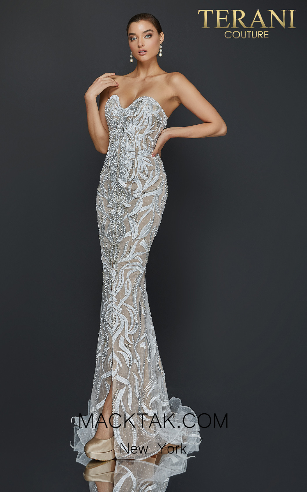 Terani 2011P1067 Ivory Nude Front Dress