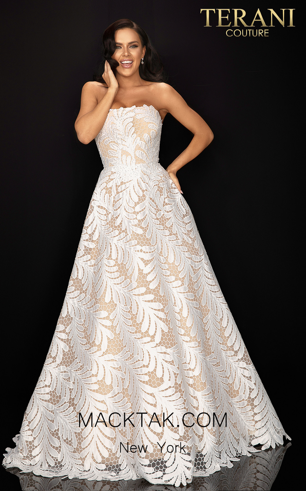 Terani 2011P1183 Ivory Nude Front Dress