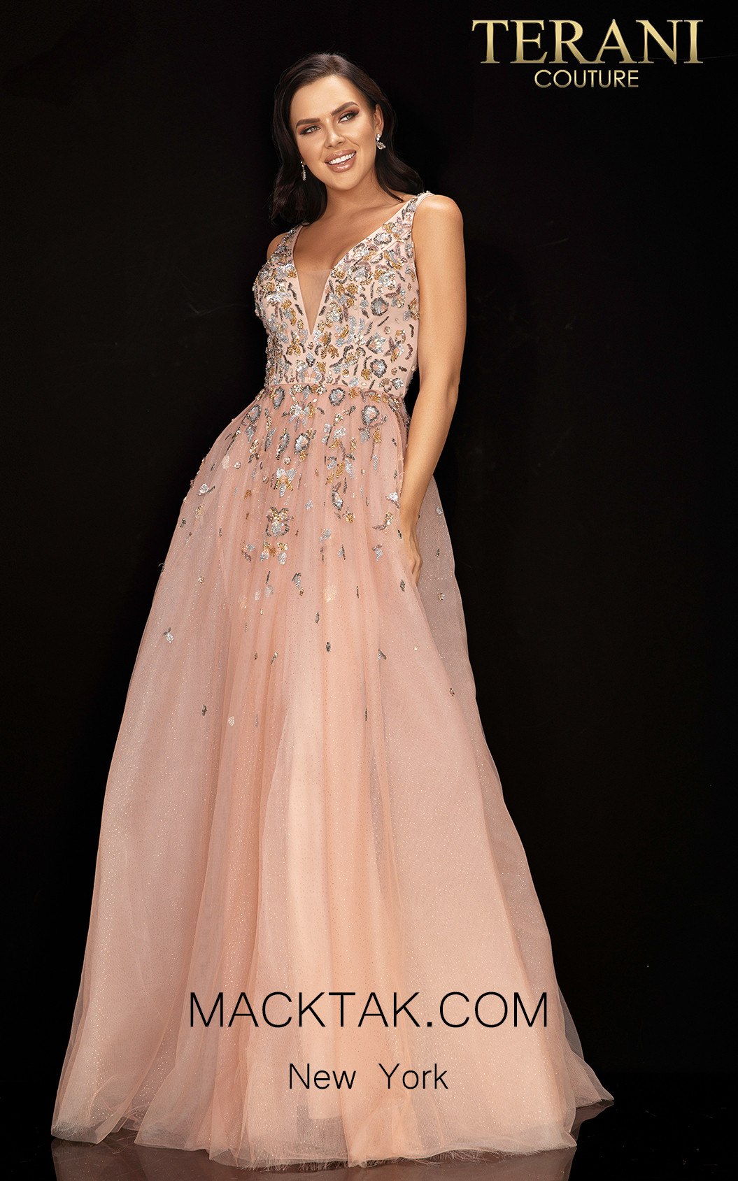 Terani 2011P1205 Blush Front Dress