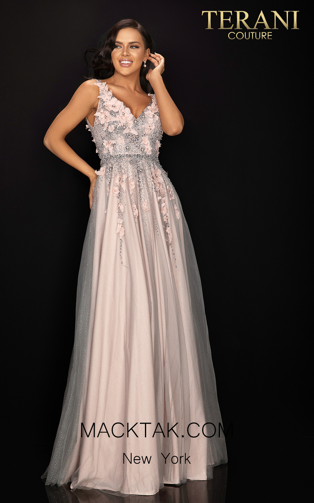 Terani 2011P1207 Silver Blush Front Dress
