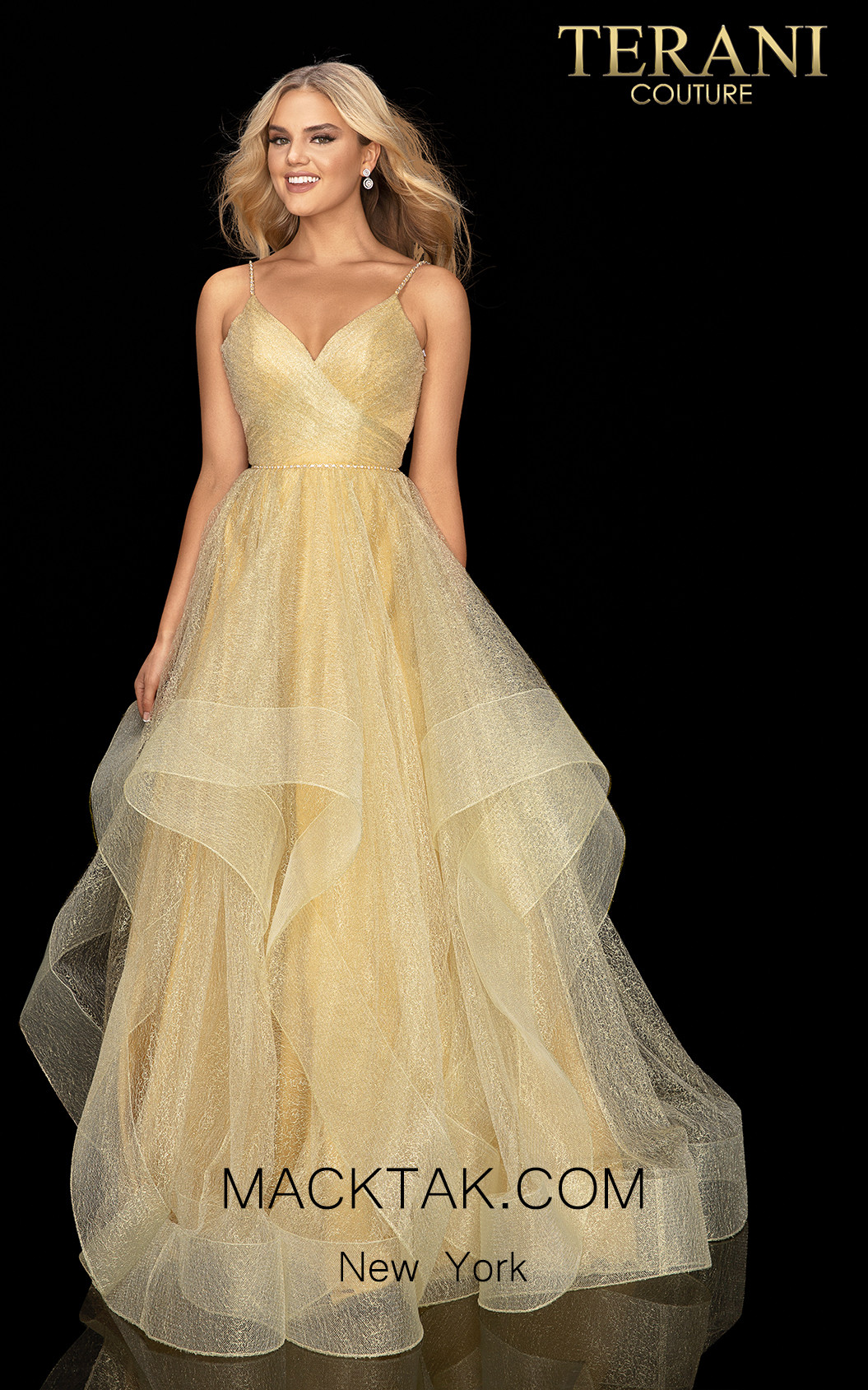 Terani 2011P1213 Gold Front Dress