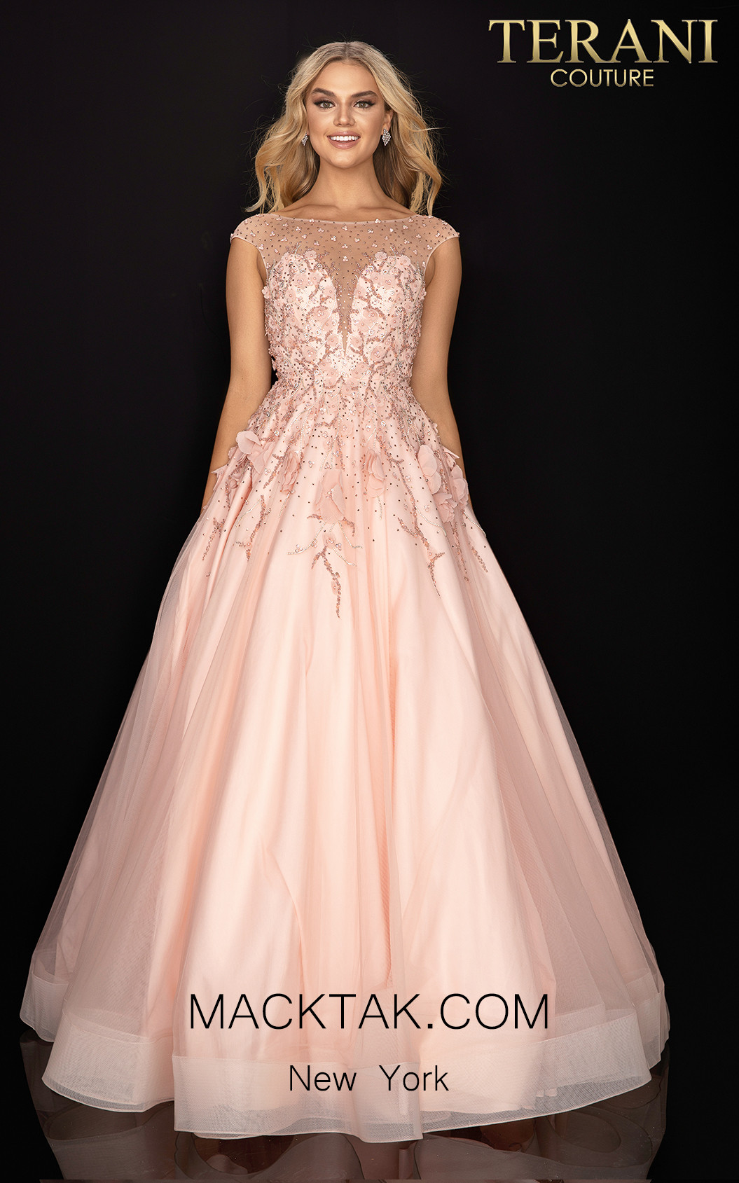 Terani 2012P1411 Peach Front Dress
