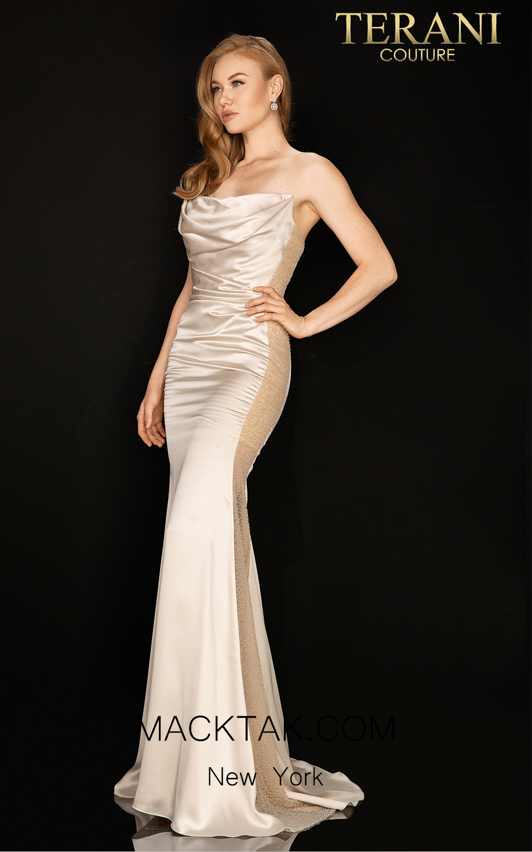 Terani 2015P1461 Light Gold Front Dress