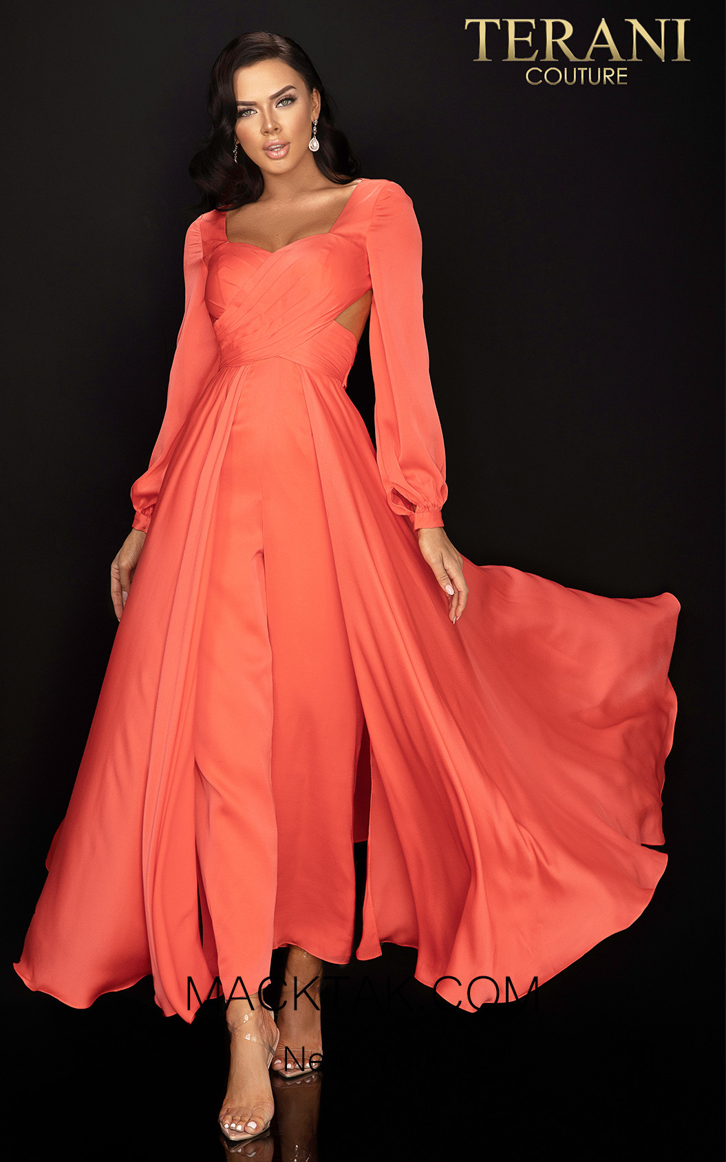 Terani 2017E2309 Coral Front Dress