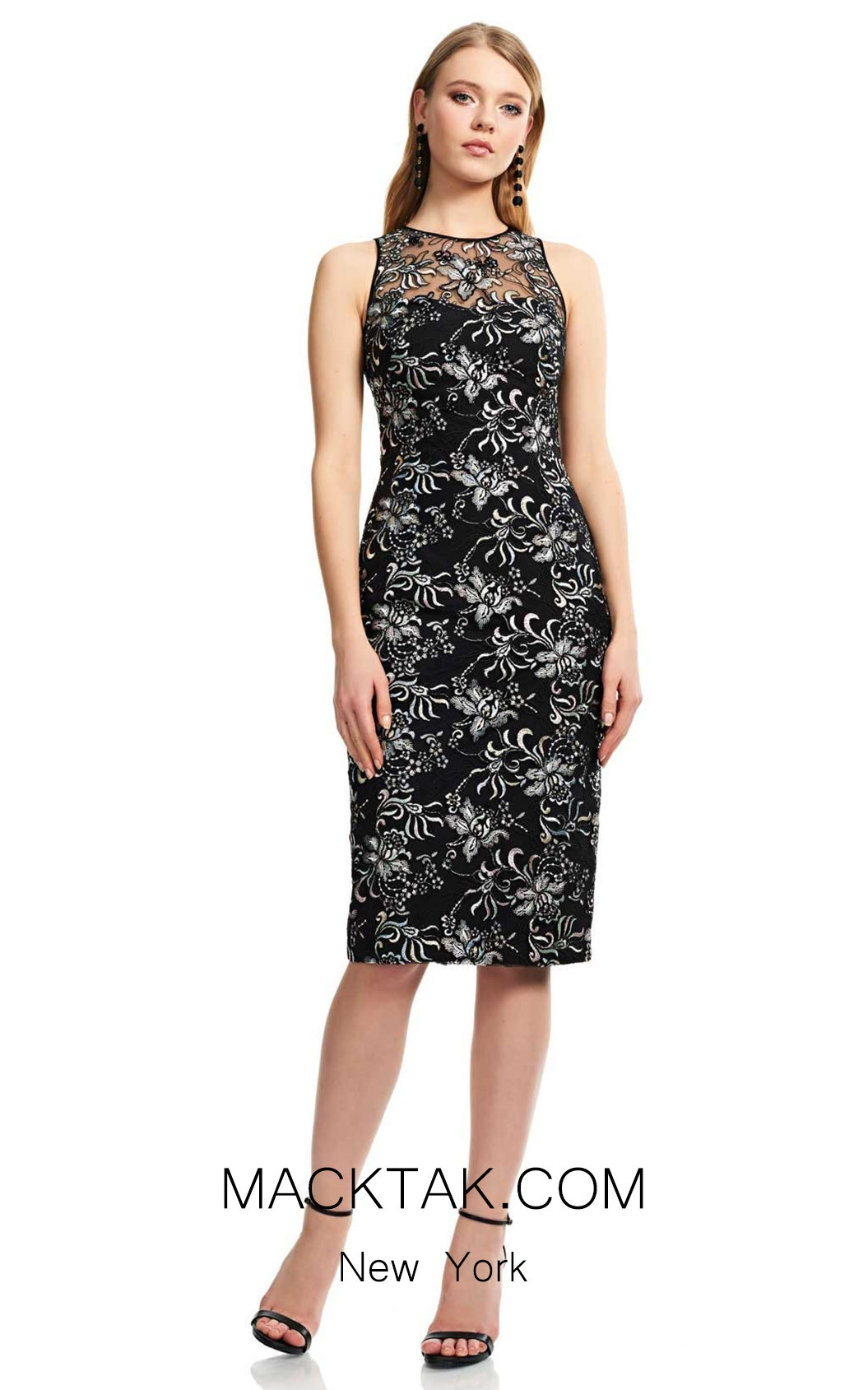 Theia Couture 883703 Black Multi Front Dress