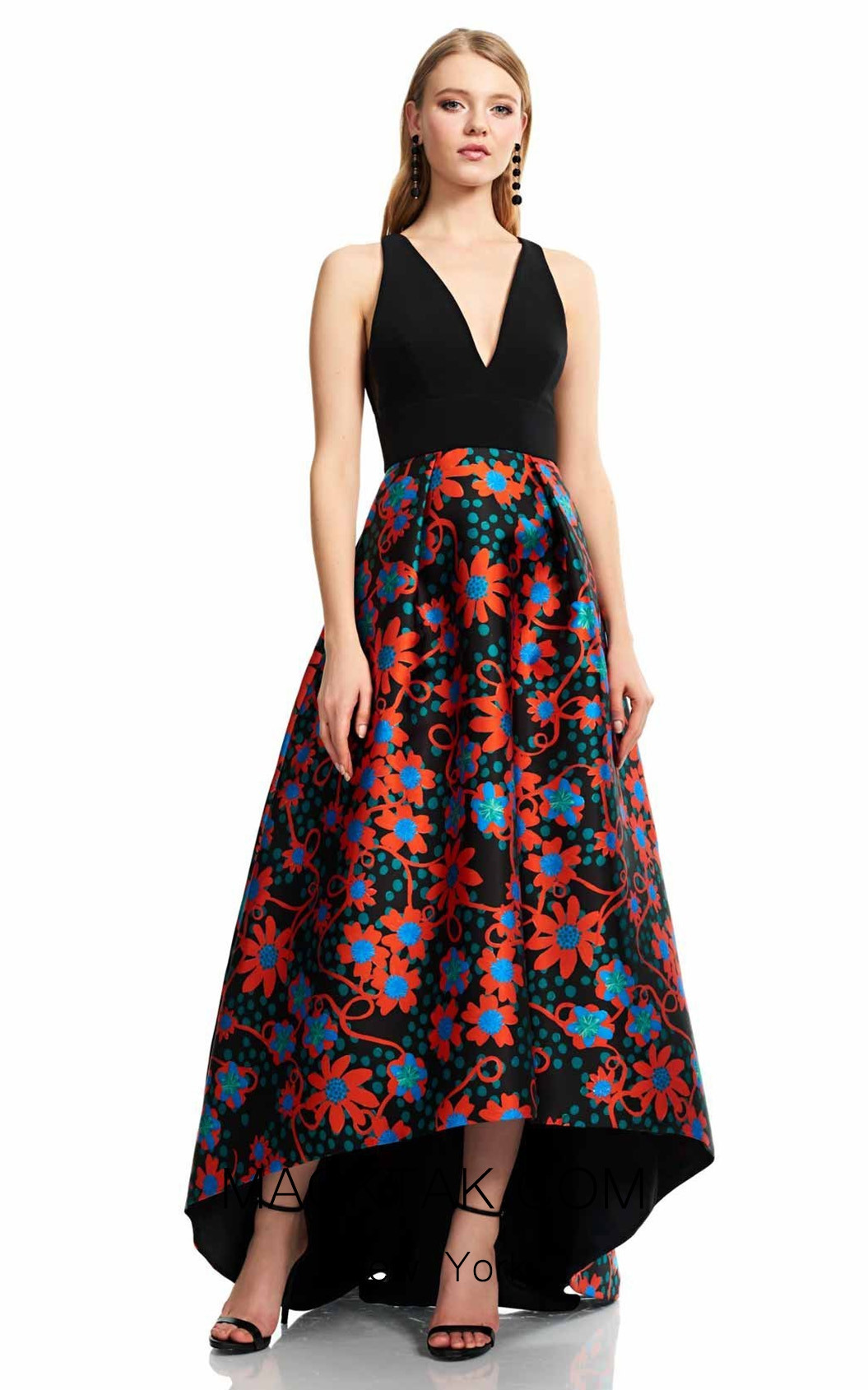 Theia Couture 883705 Black Multi Front Dress