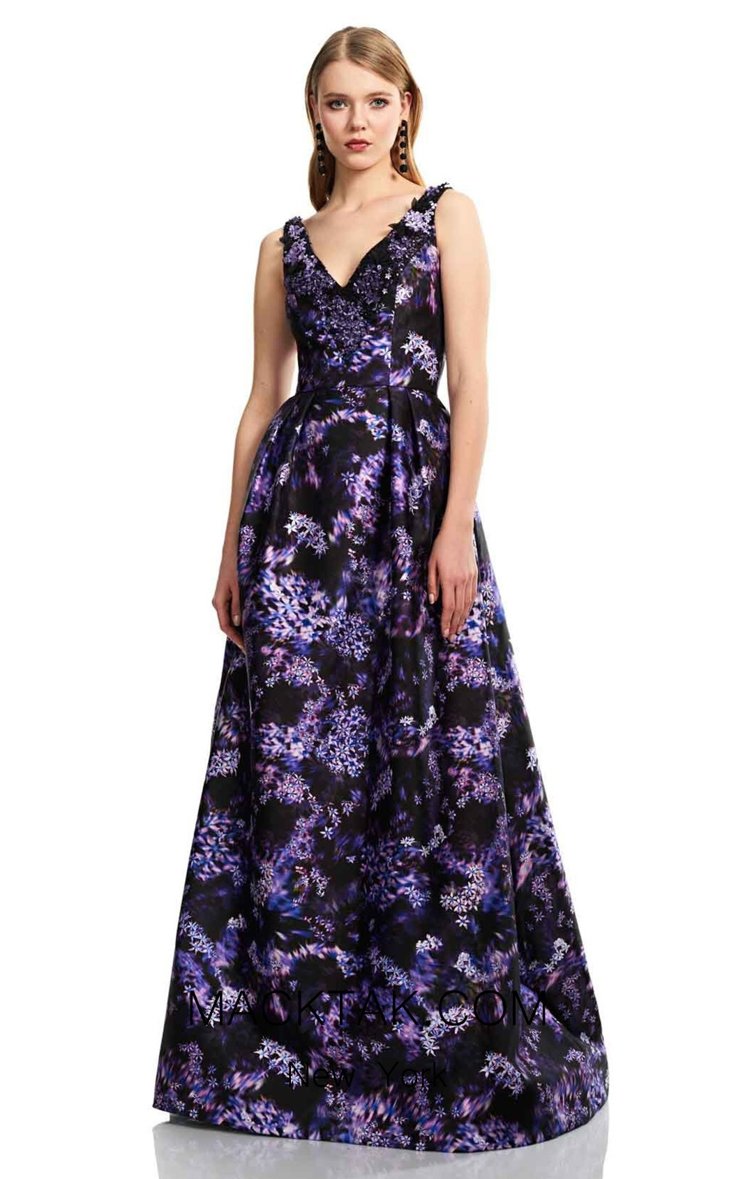 Theia Couture 883707 Black Violet Front Dress