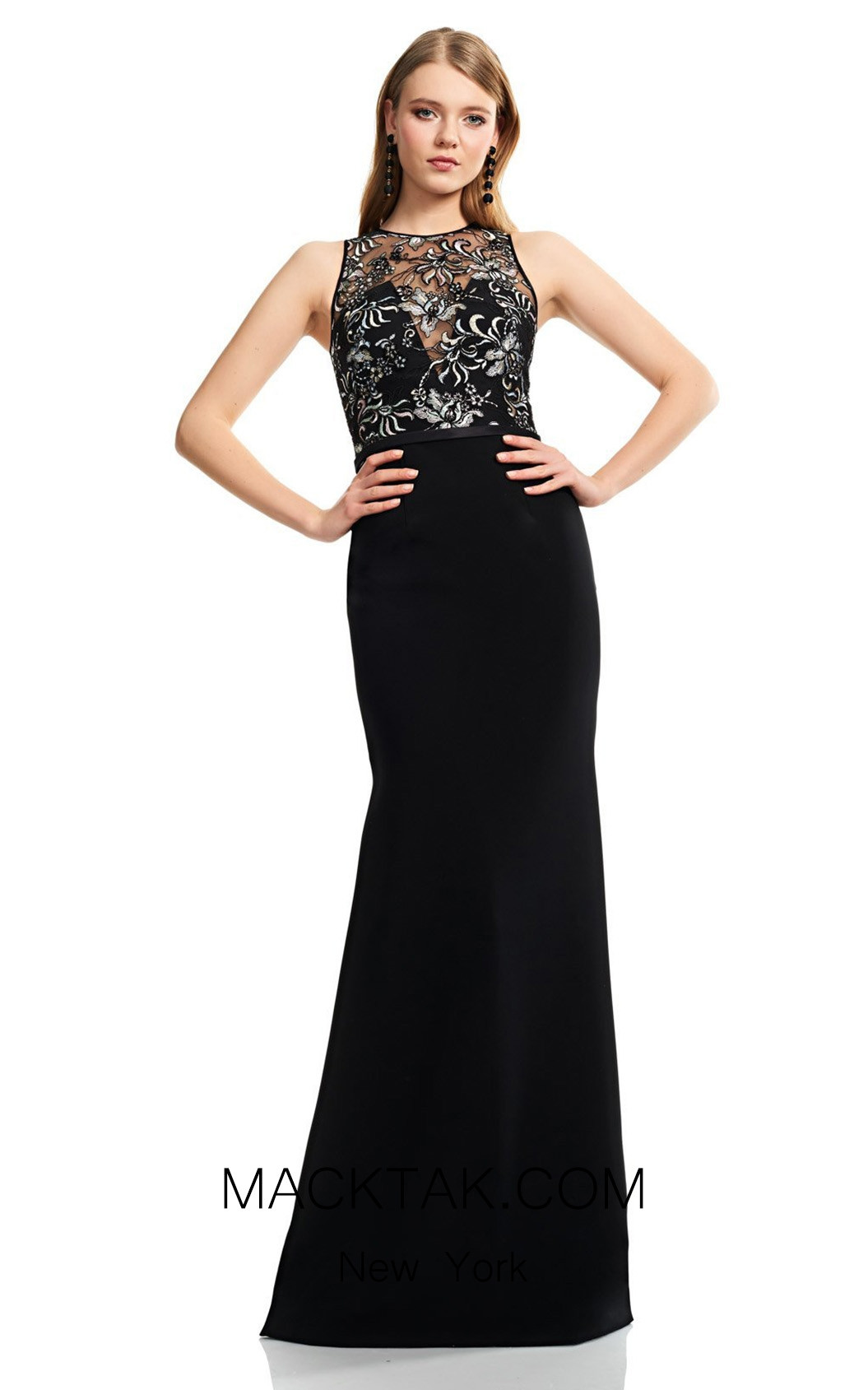 Theia Couture 883748 Black Multi Front Dress