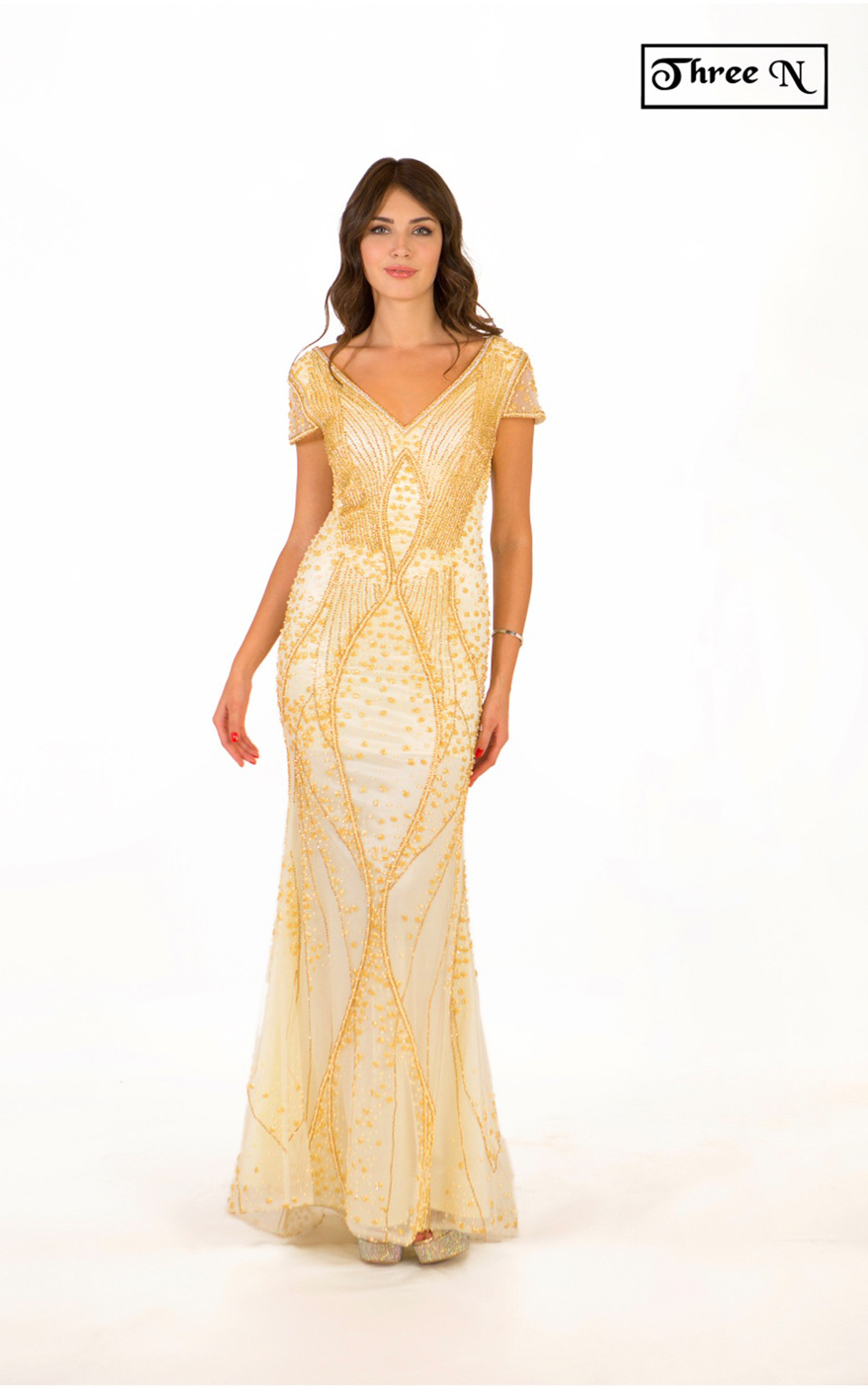 Three N 1816 Light Yellow Front Dress